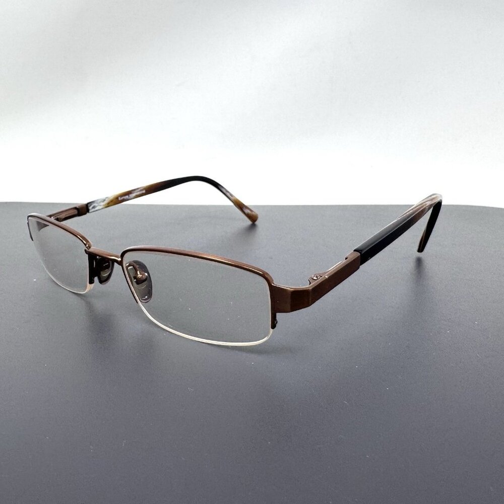 Scott Harris Eyeglasses Frames 149 01 Light Brown Rectangle Half Rim 48-18-135